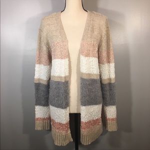 Cato Soft Multi-Textured Cozy Knit Open Front Cardigan Tunic Sweater Size M